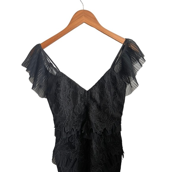 Bardot Valorie Lace Frill Sheath Black Mini Dress Size XS - Picture 5 of 8